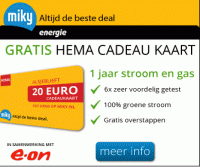 Actie Miky : Stap over van energie en ontvang HEMA cadeaukaart t.w.v. 20 euro